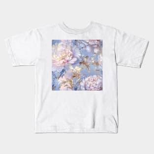 White and Blue Floral Pattern for Mother Kids T-Shirt